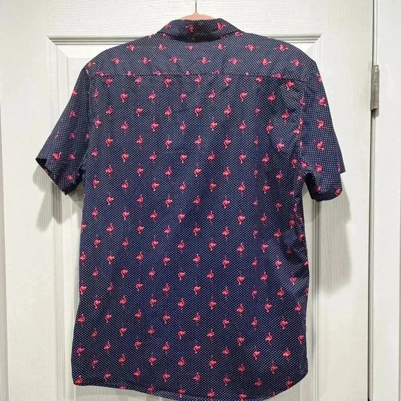 Molokai Surf Co Novelty Flamingo and polka dots button down short sleeve shirt - Picture 5 of 9